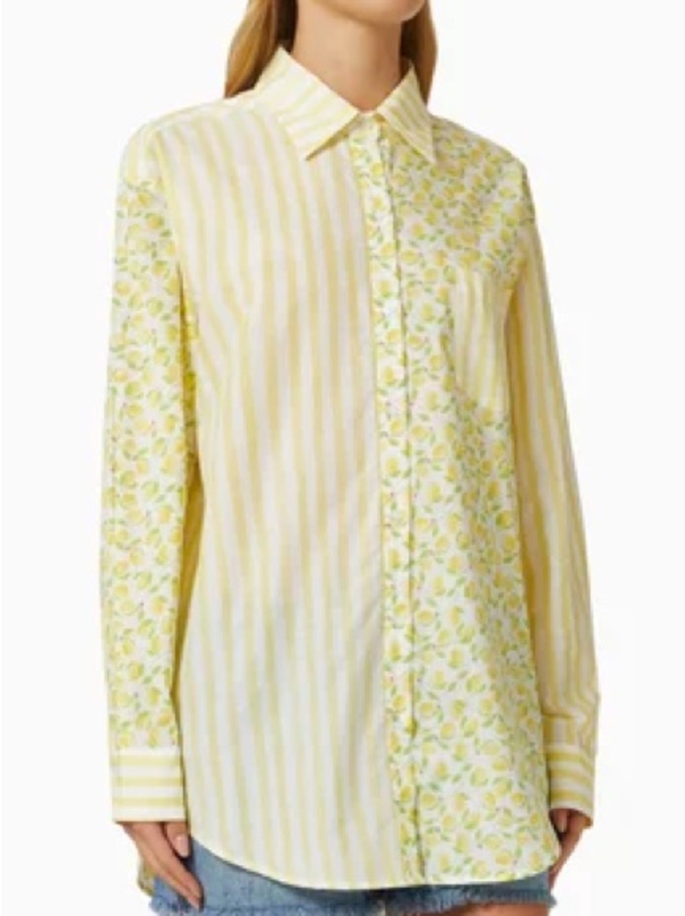 SOLID & STRIPED Yellow Striped and Floral Button-Down Shirt